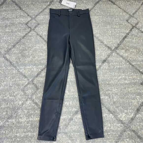 ZARA faux leather Legging Collection high rise black XS rock matrix goth metal - Picture 3 of 16